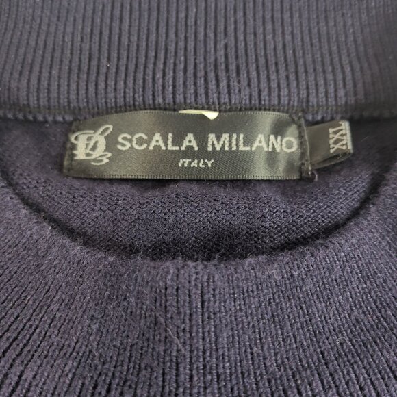 Scala Milano XXL Sweater Knit Navy Blue Black Italy Wool Acrylic Men Long Sleeve - Picture 2 of 16